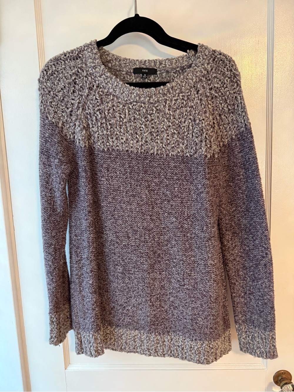 Fate Two-Tone Gray Marled Crewneck Sweater
